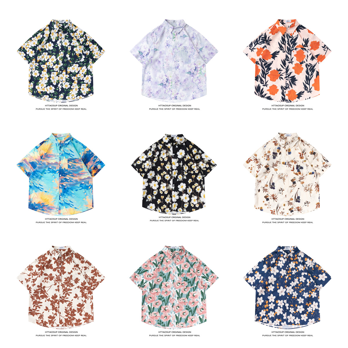 Vintage Hawaiian Floral Shirt - HTTAOSUP Summer Vintage Floral Print Short