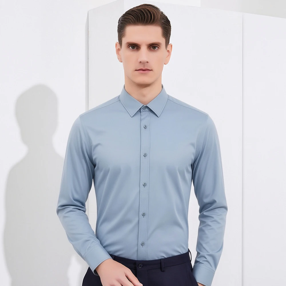 Men's Business Non-Iron Shirt  - Breathable Bamboo Fiber Shirt Non Iron 评论和价格
