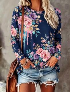Women's Floral Print Top Navy  - T-Shirts 评论和价格