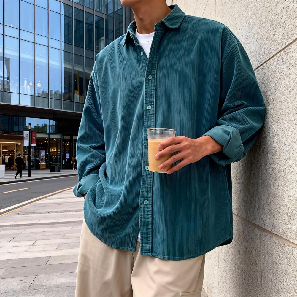 New Men's Corduroy Shirt Relax - Corduroy Button Up Shirt Men 评论和价格